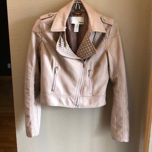 BarIII Faux Leather light pink jacket.